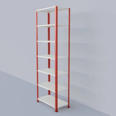Alija 84 x 28 x 15 Inch 7 Shelves Multipurpose Storage Rack With Accessories ( Colour- Red & Ivory )(Gauge-22 Gauge)