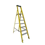 Youngman FRP Fiberglass 6-Step Swing Type - Platform Ladder Including Tool Storage Platform at The Top (6 Steps + Platform)