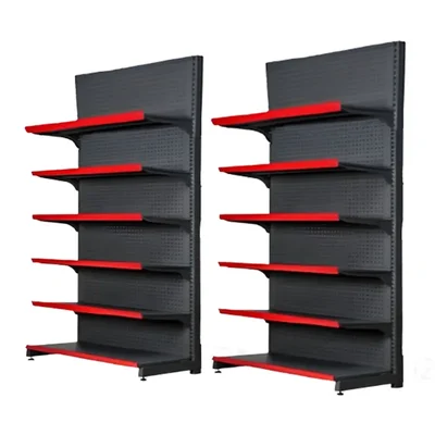 Premium Quality 7 x 3 Feet 6 Shelves Black Color Display Rack -Set Of 2
