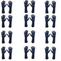 Delight 12 Pair 7 Gauge Single Side 12 Inch Long Sleeves Dotted Blue Hand Gloves MD0785-B(100L) 