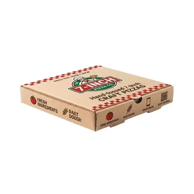 Pack of 100 | 7 Inch 3ply Cardboard Kraft Paper Printed Pizza Box for Food Safe Takeaway Packaging