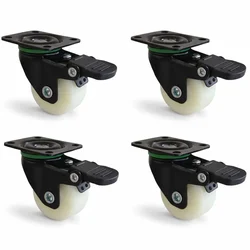 Heavy Duty 25 MM / 1 Inch Pack Of 4 Swivel With Brake Type Plain Bore PP Caster Wheel
