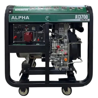 ALPHA 7kW 230V/400V 50Hz 1 Ph. Heavy-Duty Open Frame Electric Start Mobile Diesel Generator A13700