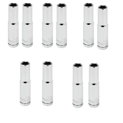 Keaa 10 Pcs 1/4 Inch Drive 6 Point Deep Socket 7 mm Chrome Vanadium High Torque Metric Hand Tool for Hex Fasteners