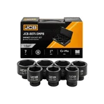 JCB 7 Piece 1″ Drive Deep Impact Socket Set, 6‑Point 46, 50, 55, 60, 65, 70, 75 mm (JCB-8071-5MPB)
