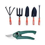 AGT Set of 6 Pieces Gardening Tool Kit - Weeder, Trowels, Cultivator, Fork and Bypass Pruner (Pack of 3)
