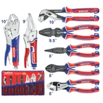 EMTOP EOS23055 Industrial 7 Pcs Pliers Set CR-V Steel High Leverage Locking Pump and Slip Joint Pliers