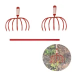 2 Piece of 7 Pin Hand Tiller With 2 Feet Handle, Garden Tool Kit 7 Pin Hand Tiller or Hand Rake, Garden Tool Kit 