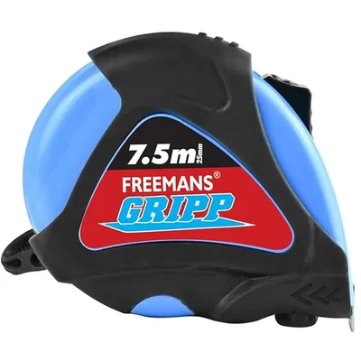 Freemans Gripp 7.5 Meter Steel Measuring Tape with 25 Millimeter Blade, Dual Lock, and Dura Coat Finish, GR7525
