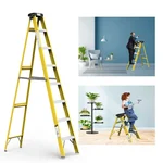 Vishwakarma FRP Fibreglass 7 Steps (2.43 m) Single Sided Self Supporting Ladder Including Tool Storage Platform at The Top