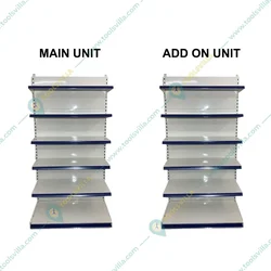 Premium Quality 6 Shelves (7 x 3 Feet) Display Rack Combo Of One Main Unit & One Add-On Unit