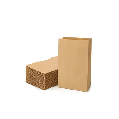 Horeca 7x4x11 Inch 120gsm Pack of 100 Pcs Food Grade Square Bottom Paper Bags Heavy Duty Recyclable Takeaway
