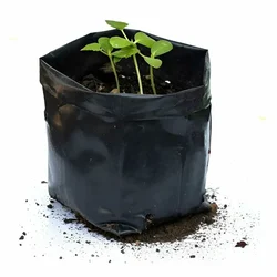 High Quality 51 micron UV Protected 8 inch x 8 inch Round Shape Black Grow Bag | Suitable for Gardening Purposes(Pack-100 Pcs)