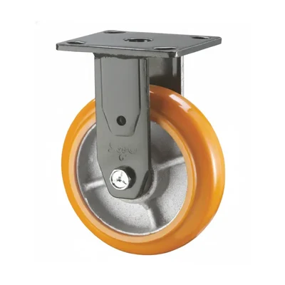 Heavy Duty 505 kg Load Capacity 8 inch (200 mm) Fixed Type Double Ball Bearing PU Caster Wheel