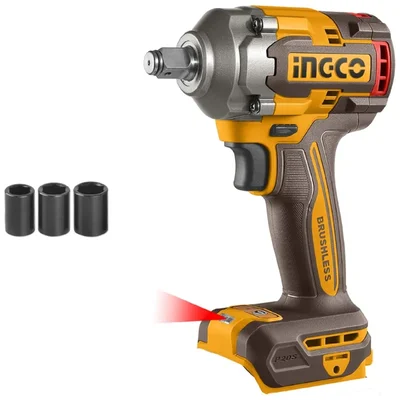 Ingco 1/2" 20V Cordless Impact Wrench With 3 Pc Socket, Max. Torque 400 NM (CIWLI20401)