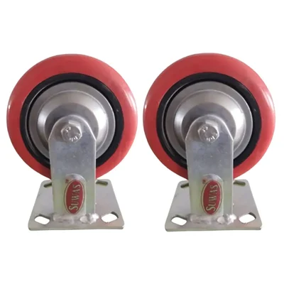Suwas Trolley 2 Pieces  8 x 2 Inch Polyurethane 625 Kg Load Capacity Fixed  Caster Wheel | 6 Month Warranty