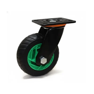 Heavy Duty 8 inch / 200 mm Swivel Type Double Ball Bearing Solid Rubber Green Caster Wheel