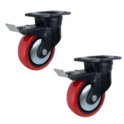 Prakash 8 Inch Heavy Duty  8 mm Thickness 2 Pcs Safety Brake Swivel Type  Caster Wheel