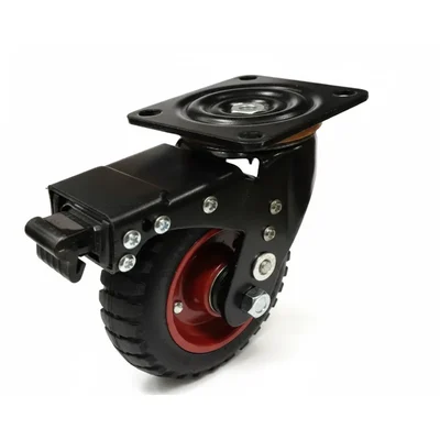 Heavy Duty 8 inch / 200 mm Swivel With Brake Type Double Ball Bearing Solid Rubber Caster Wheel