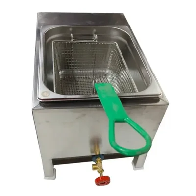 Commercial 8 Liter Gas Operated Deep Fryer with Basket, SS Body