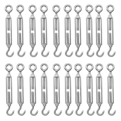 Premium Quality 8 mm Eye to hook Commercial Mild Steel Galvanized Turnbuckle (Pack of -20)