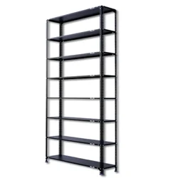 ALIJA Metal Slotted Angle Rack 120" H X 47" L X 12" D with 8 Shelves (3000mm H X 1200mm L X 300mm D) ( 24 Guage)(Color-Black)