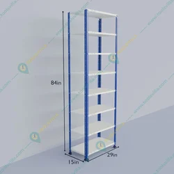 Alija 84 x 28 x 15 Inch 8 Shelves Multipurpose Storage Rack With Accessories ( Colour- Blue & Ivory)(Gauge-22 Gauge)