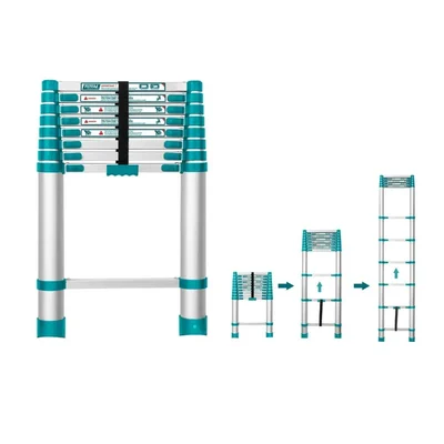 Total 8 Steps 8.5 Feet/2.5 Meter 150 Kg Load Capacity Aluminium Telescopic Ladder (THLAD08081)
