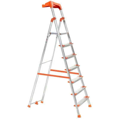 PROHOME 8 Step Foldable Aluminium Tool Tray Ladder for Home ( AQUA-LADD-08 APEX ) 5-Year Warranty