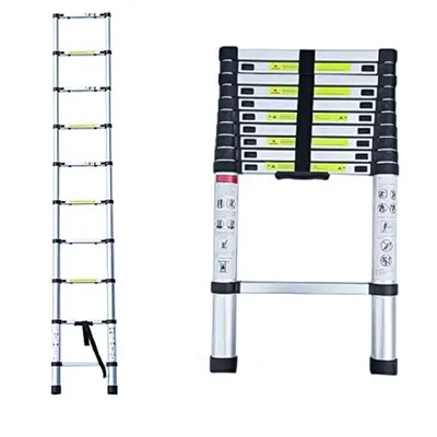 Heavy Duty 10 Steps 150 Kg Load Capacity 9.5 feet/2.8 Meter Compact & Foldable Single Side Telescopic Ladder