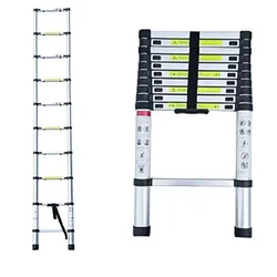 Heavy Duty 10 Steps 150 Kg Load Capacity 9.5 feet/2.8 Meter Compact & Foldable Single Side Telescopic Ladder