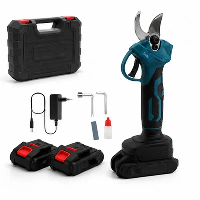 XLNT THCPS55 21V Cordless Electric Pruning Shear with Dual Battery | 500W Professional Pruner, 25-45mm Cutting Capacity