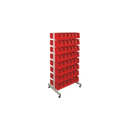 Suwas Trolley 8 Shelves Powder Coated Bin Storage Rack with 96 Bins, 6 Months Warranty ( SU-BSR-010)