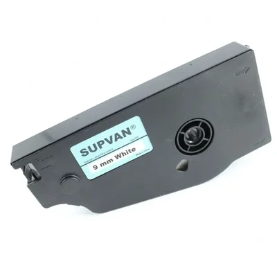 Supvan 9mm Slim 16m High Capacity Laminated Black on White Cable ID Label Printer Cassette Tape TP-L09EW