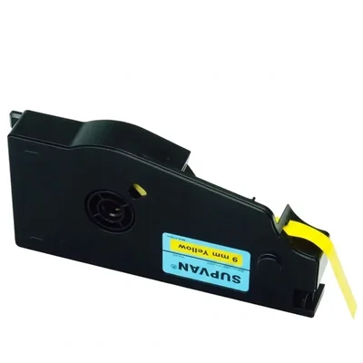 Supvan 9mm Black on Yellow High-Visibility 16-Meter Industrial Laminated Labeling Tape Cassette TP-L09EY