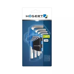 Hogert 9 pcs Chrome Vanadium Steel Allen Hex Key Set