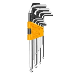INGCO 9pcs Ball Point Hex Key Set, S2 Material, 1.5-10mm Sizes (HHK12091)