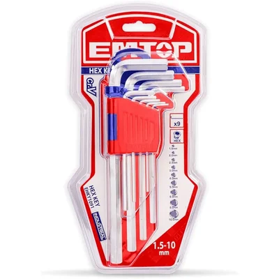 Emtop 9 Pcs Cr-V Steel Hex Key (EHKY1091)