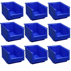 Avsar 350 x 200 x 200 mm FPO Blue Storage Bins With HDPE Material (Bin-45) (Pack Of 9)