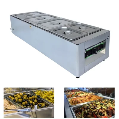 ADORMA BM 32, 3x8 and 2x4 Liter 5 Pot Electric Bain Marie, 1200W (32L) For Buffet Purpose with 1 Year Warranty