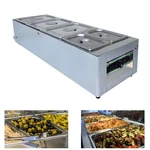 ADORMA BM 32, 3x8 and 2x4 Liter 5 Pot Electric Bain Marie, 1200W (32L) For Buffet Purpose with 1 Year Warranty