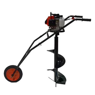 Neptune AG-62T, 63-cc Single Wheel Trolley Type Earth Auger / Post hole digger with 12 inch Auger Bit
