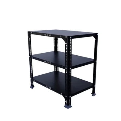 ALIJA 24 x 23 x 15 Inches 3 Shelves Multipurpose Storage Rack(Color-Black,Gauge-24 gauge shelves 18 gauge angle)