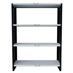 Alija 4 Shelf Solid Metal Bookcase /Library/ Book Shelf/ Rack (48 x 35 x 12 Inchs)(Color-Black,Capacity-4 Shelves)
