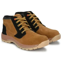 ArmaDuro TAN/BLACK ADR1002 Men's Suede Leather Safety Shoes with Steel Toe Protection(Size-6)