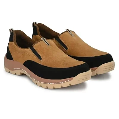 ArmaDuro ADR1003 Pack of 1, 5, 10, 25 TAN/BLACK Suede Leather Men's Safety Slip-On Shoes(Pack-1 pair,Size-6)