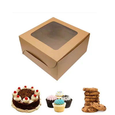 Commercial Cake Packaging Box With Window For 1kg, 10x10x5 inches ( Pack of 50 Pcs)