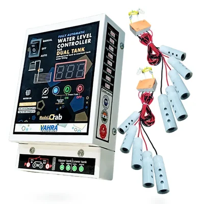 Vahra Technology Fully Automatic Dual Tank Water Level Controller for Monoblock Pumps With 10 Carbon Sensors (CRAB-2Kit)