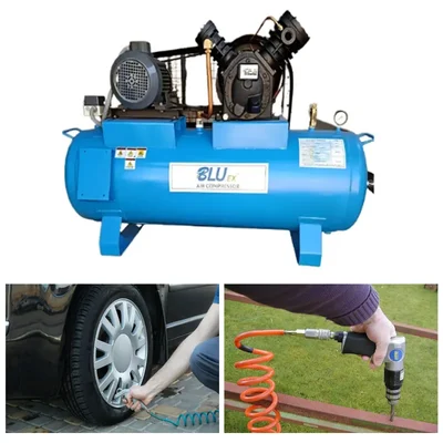 BLU EX 225 Litres Double Stage Double Piston Reciprocating Air Compressor With 5 HP Motor (BEI-05225)