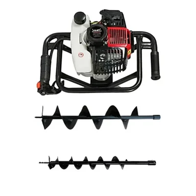 Balwaan BE-52, 52cc 2-Stroke Earth Auger Machine with 4 & 6 inch Drill Bit | Hole Digger with Double Gear Box